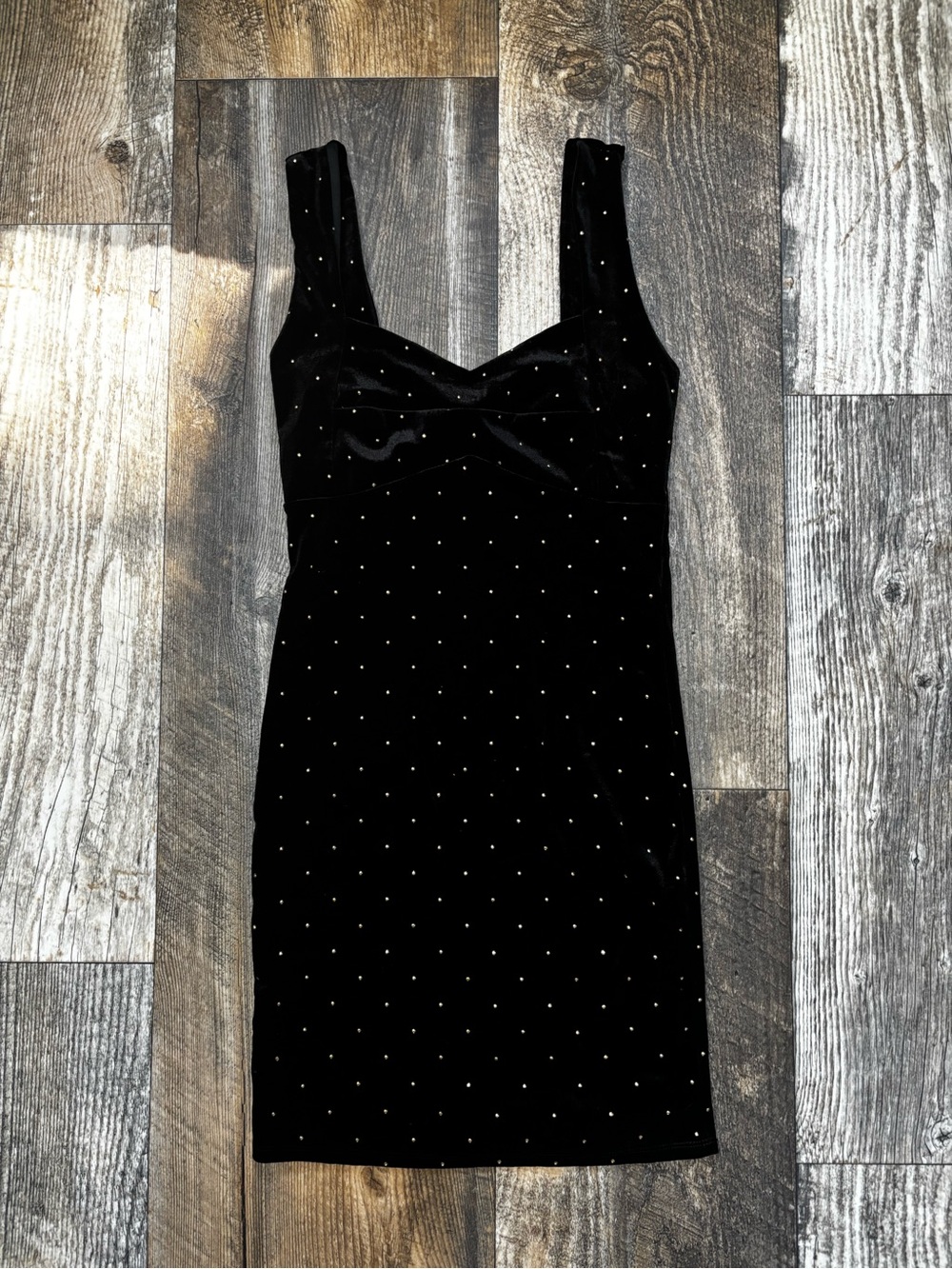 Forever 21 Black Velvet Mini Dress with Gold Pearls